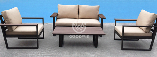 Outdoor/Living Aluminum Frame PVC Wood Sofa Set