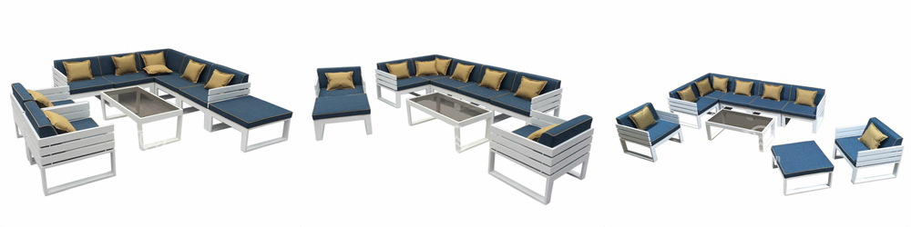 Outdoor Aluminum Frame Combination Sofa Set With Cushions