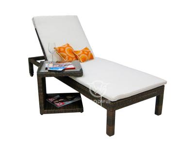 All Weather Aluminum Frame Wicker Chaise Lounge With Table