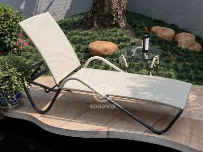 Outdoor PE Wicker Sun Lounger With Side Table