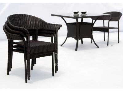 5 Pieces Patio Rattan Dining Set With Square Table