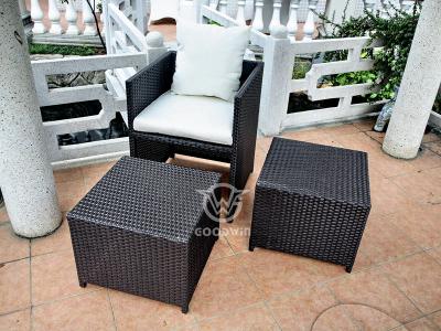 Outdoor Synthetic Rattan Cube Dining Set With Ottoman