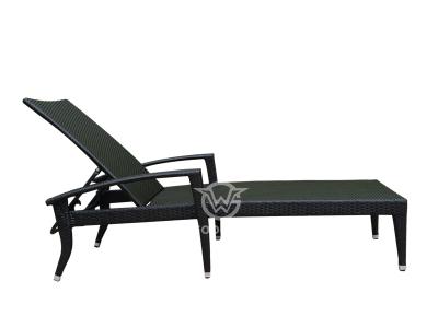 Aluminum Frame Woven Rattan Chaise Lounge With Armrest