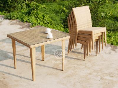 Synthetic Rattan Square Dining Table Set For 4