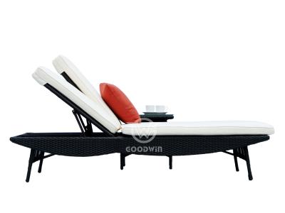 Poolside Double Seat Wicker Rattan Chaise Lounge Set