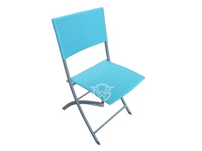 Folding Metal Frame Hand Woven Rattan Dining Side Chair