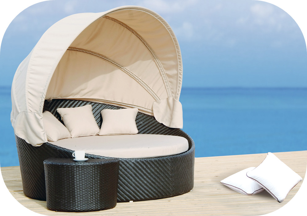 Hand-Weaving Rattan Combination Sunbed For Outdoor