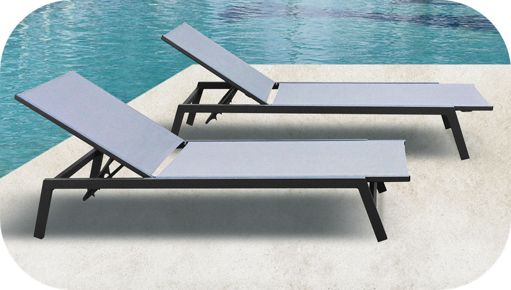Aluminum Frame Textilene Sun Lounge For Swimming Pool
