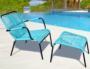 Outdoor Balcony Furniture Lounge Chair With Ottoman