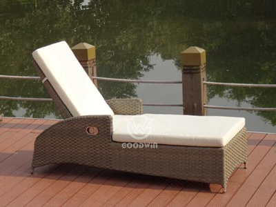 All Weather Aluminum Frame Synthetic Rattan Sun Lounger