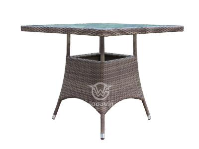 Square Aluminum Frame Woven PE Wicker Dining Table