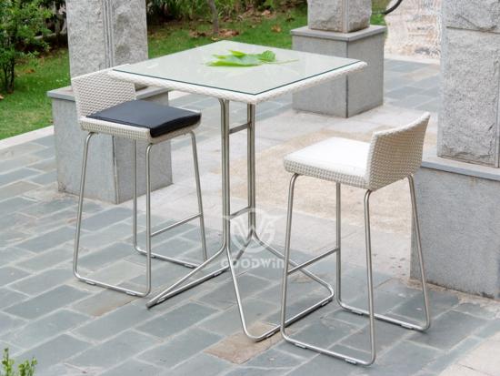 Metal Frame Rattan Bar Set