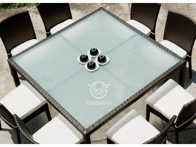Garden Restaurant Square Dining Table Set For 8