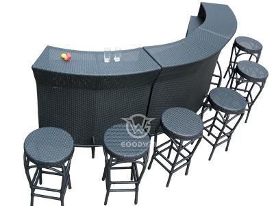 Aluminum Frame Woven Rattan Bar Service Set