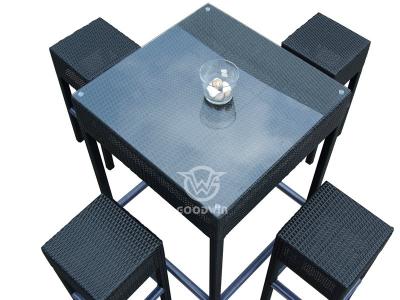 High Quality Aluminum Frame Rattan Bar Stool Set