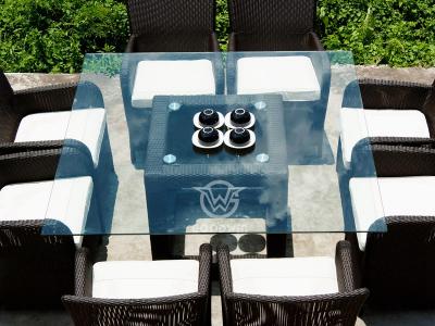 Garden Furniture Weaving Wicker Square Dining Table Set