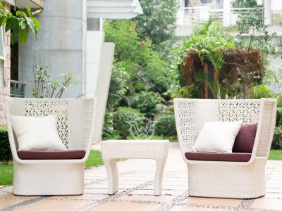White Rattan Leisure Chairs Set