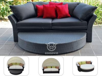 Outdoor Synthetic Rattan Daybed With Canopy