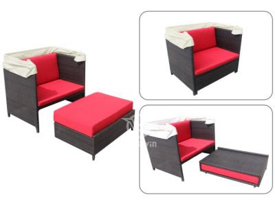 Garden Rattan Lounge Chair With Canopy