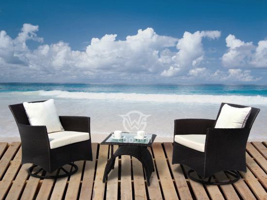 Rattan Swivel Chairs Set