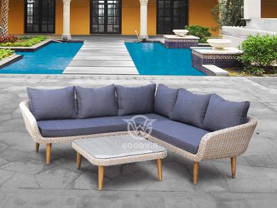 L Shaped Rattan Sectional Sofa Set