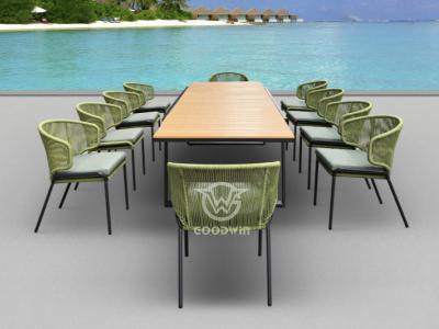 Plastic Wood Extendable Dining Table Set Outdoor