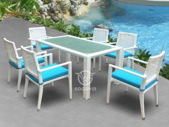Aluminum Frame Rattan Dining Set