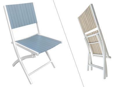 Folding Metal Frame PE Wood Leisure Set Outdoor