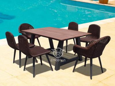 Knock Down Aluminum Frame Rattan Dining Set Patio