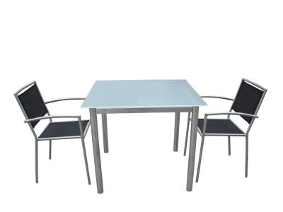 Outdoor Stainless Steel Frame Square Dining Table Set
