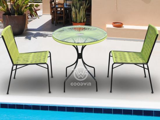 Metal Frame Weave PE Rattan Dining Set