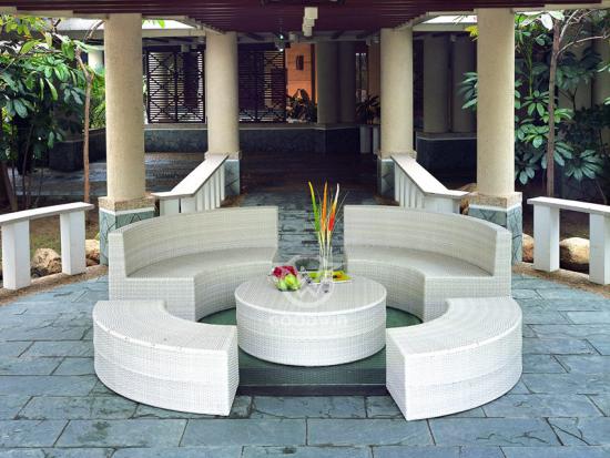 Round Rattan Sectional Sofa Set