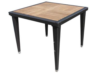 Square Rattan Dining Table With Teak Tabletop