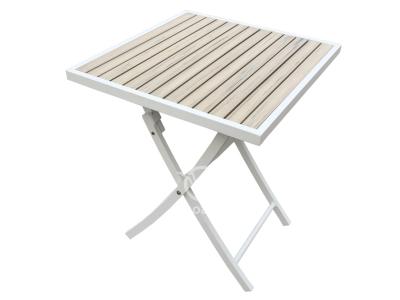 Outdoor Folding Aluminum Frame PVC Wood Square Dining Table
