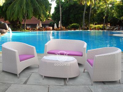 White Synthetic Rattan Sofa Set