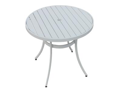 Aluminum Frame PVC Wood Round Dining Table Outside