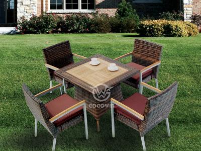 Outdoor Living Teak Rattan Dining Set