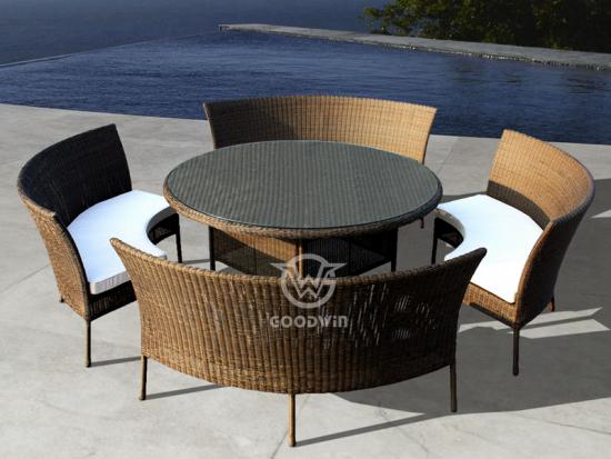 Patio Furniture Rattan Curved Dining Set