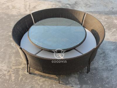 Outdoor Synthetic Rattan Curved Dining Bench Set
