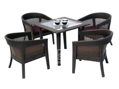 4 Seater Outdoor Hand Woven Rattan Square Dining Table Set