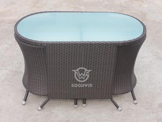 Rattan Oval Dining Table Set For Outdoor