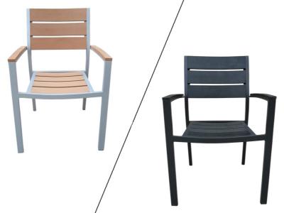 All Weather Aluminum Frame PE Wood Dining Armchair