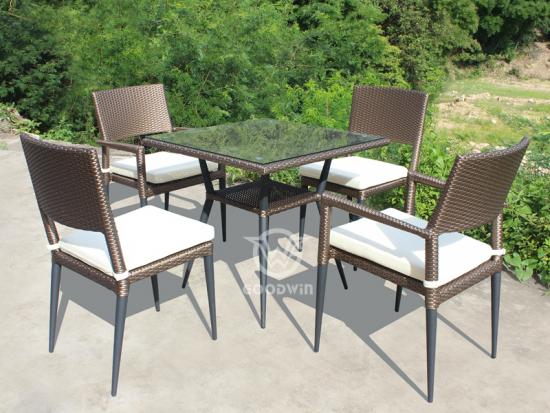 Patio Furniture Rattan Square Dining Table Set