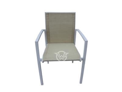 Stack-able Aluminum Frame Textilene Dining Armrest Chair Outdoor