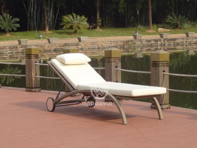 Poolside Furniture Synthetic Rattan Sun Lounge With Wheels