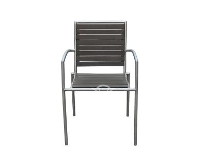 Stainless Steel Frame Plastic Wood Dining Armchair