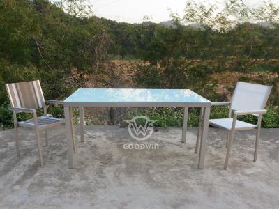 6 Seater Aluminum Frame Textilene Fabric Dining Chairs Set