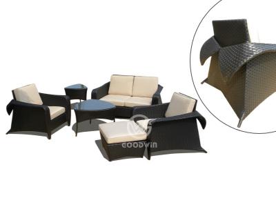 6pcs Outdoor Aluminum Frame Rattan Sofa Set With Ottoman