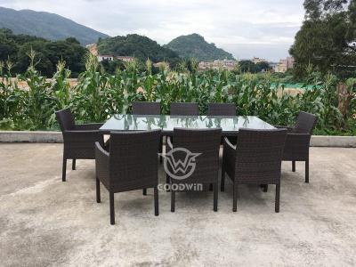 8-seater Aluminum Frame Weave Rattan Dining Set For Outdoor