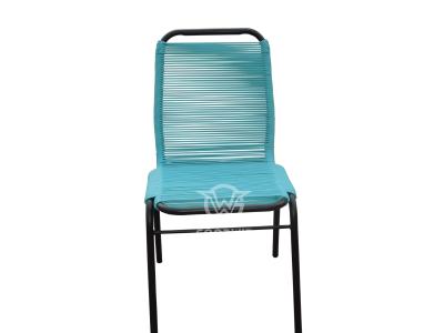 Steel Frame Hand Woven Rattan Dining Side Chair For Outside